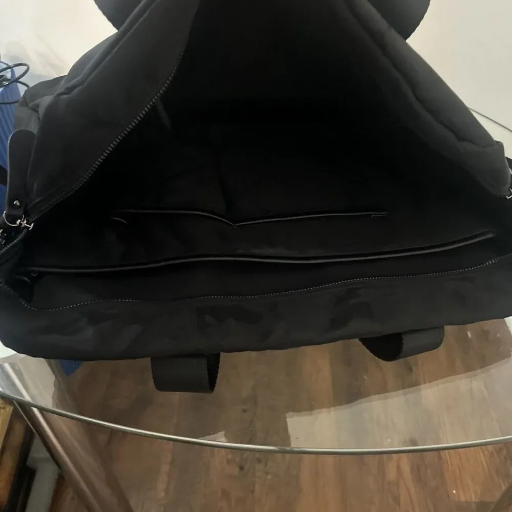 Seven91 Black Quilted Laptop Tote Shoulder Bag Camo Pattern